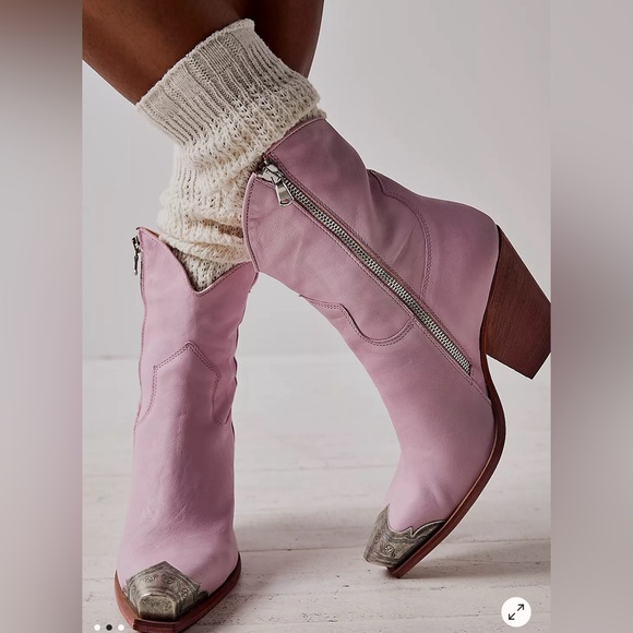 womens Free People Brayden Western Boots Size 37 Rose color new - Picture 1 of 10